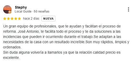 Reseña de mujer que contrato servicios de pintores
