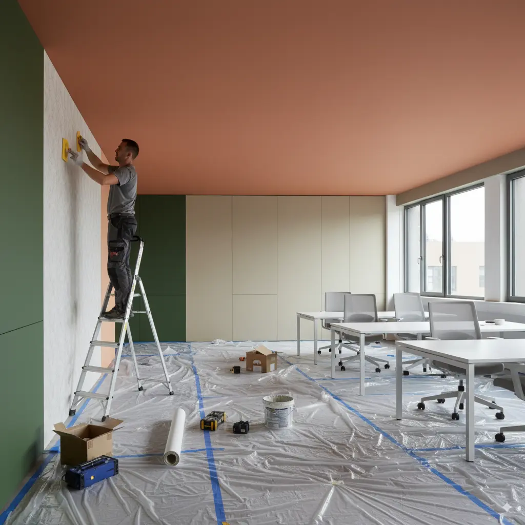 Protección y tapado de suelos antes de pintar en comunidad Cádiz