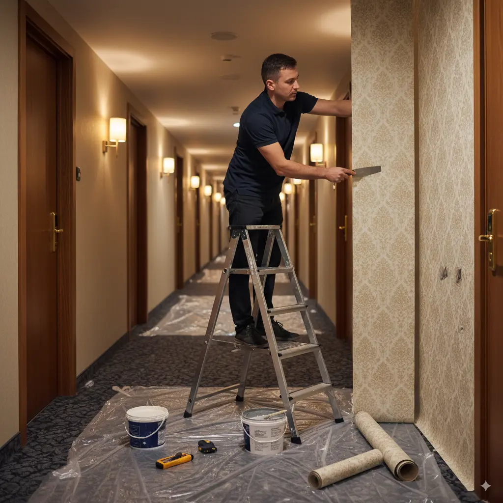 Instalación de papel pintado sobre pared lisa en Cádiz capital
